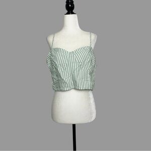 ❤️ XL P ❤️ NWT Anthro Bustier Cropped Top Tank Stripes Petite Smocked​